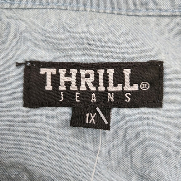 Thrill Jeans Plus Size Bling Detail Button Down Long Sleeve Shirt. Size 1X. New. - Picture 8 of 8